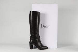 CHRISTIAN DIOR BLACK LEATHER KNEE HIGH BOOTS EU 39 UK 6 US 9