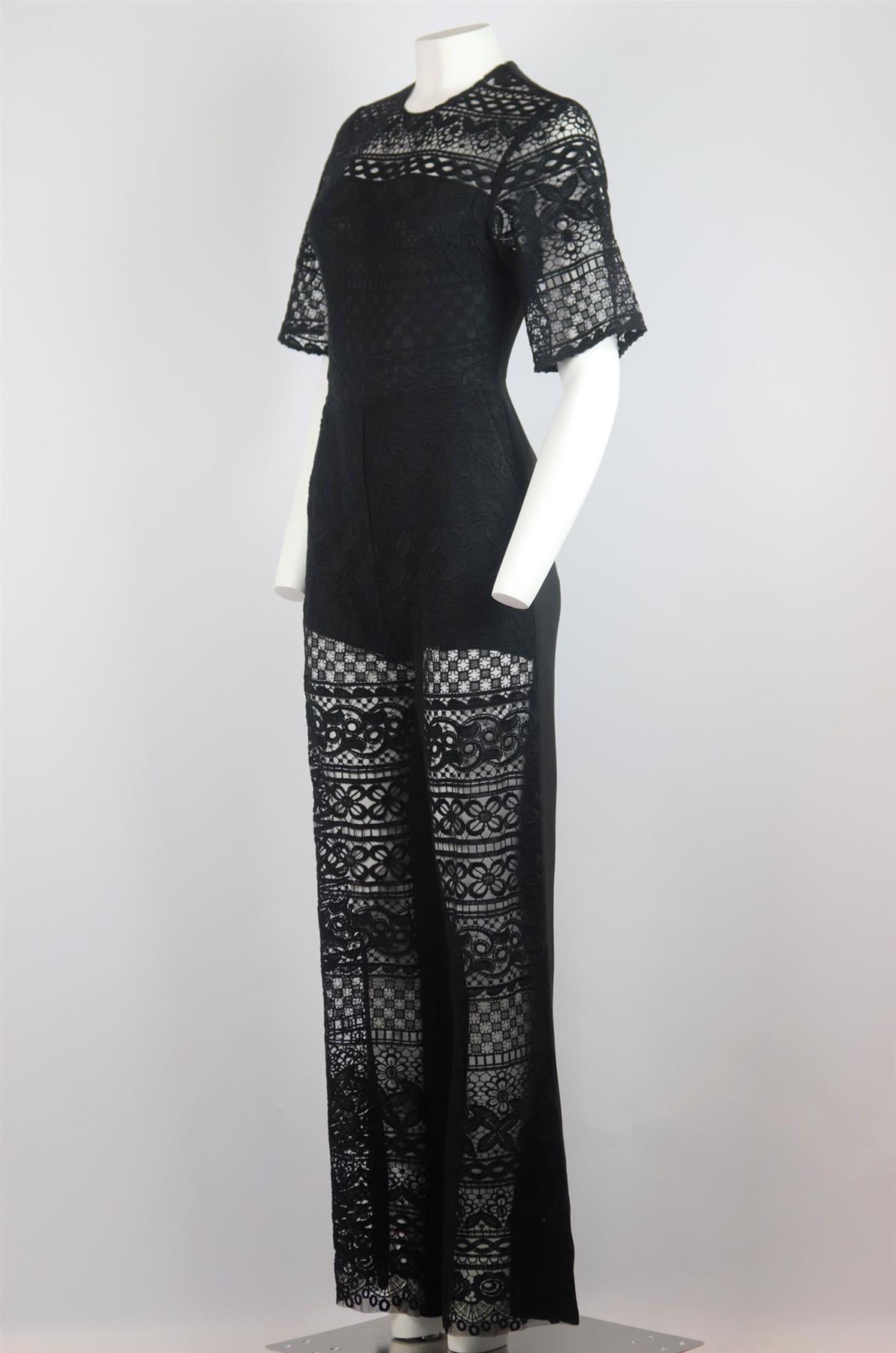 ELIE SAAB EMBROIDERED MESH AND CREPE JUMPSUIT IT 38 UK 6