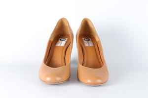 LANVIN TAN LEATHER WEDGE PUMPS EU 38 UK 5 US 8