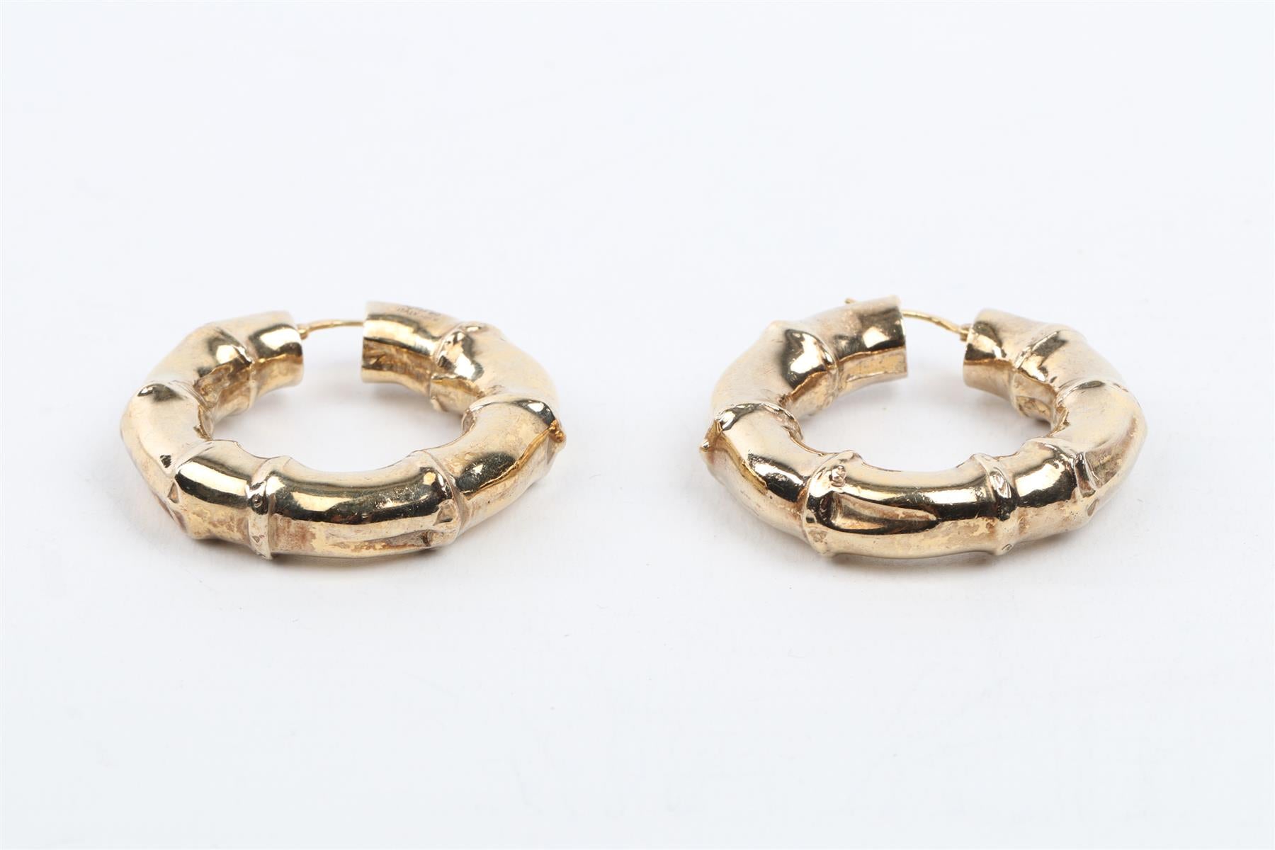 BOTTEGA VENETA GOLD BAMBOO HOOP EARRINGS