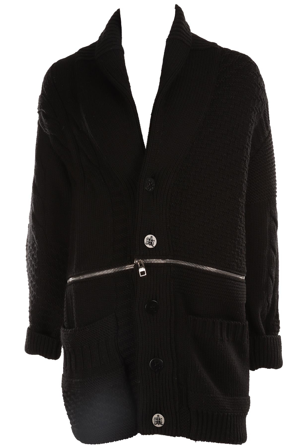 ALEXANDER MCQUEEN BLACK MEN'S WOOL CARDIGAN SMALL