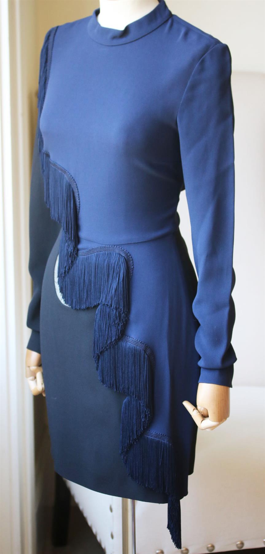 STELLA MCCARTNEY ALBA FRINGED CREPE MINI DRESS IT 40 UK 8