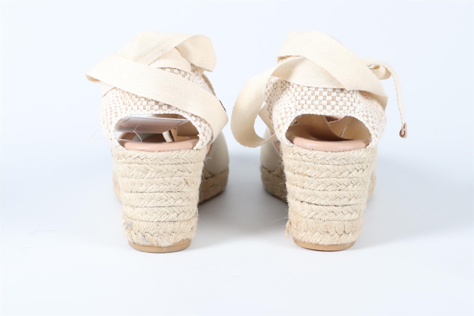 L.K.BENNETT BEIGE CANVAS WEDGE ESPADRILLES EU 39 UK 6 US 9