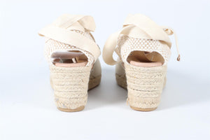 L.K.BENNETT BEIGE CANVAS WEDGE ESPADRILLES EU 39 UK 6 US 9