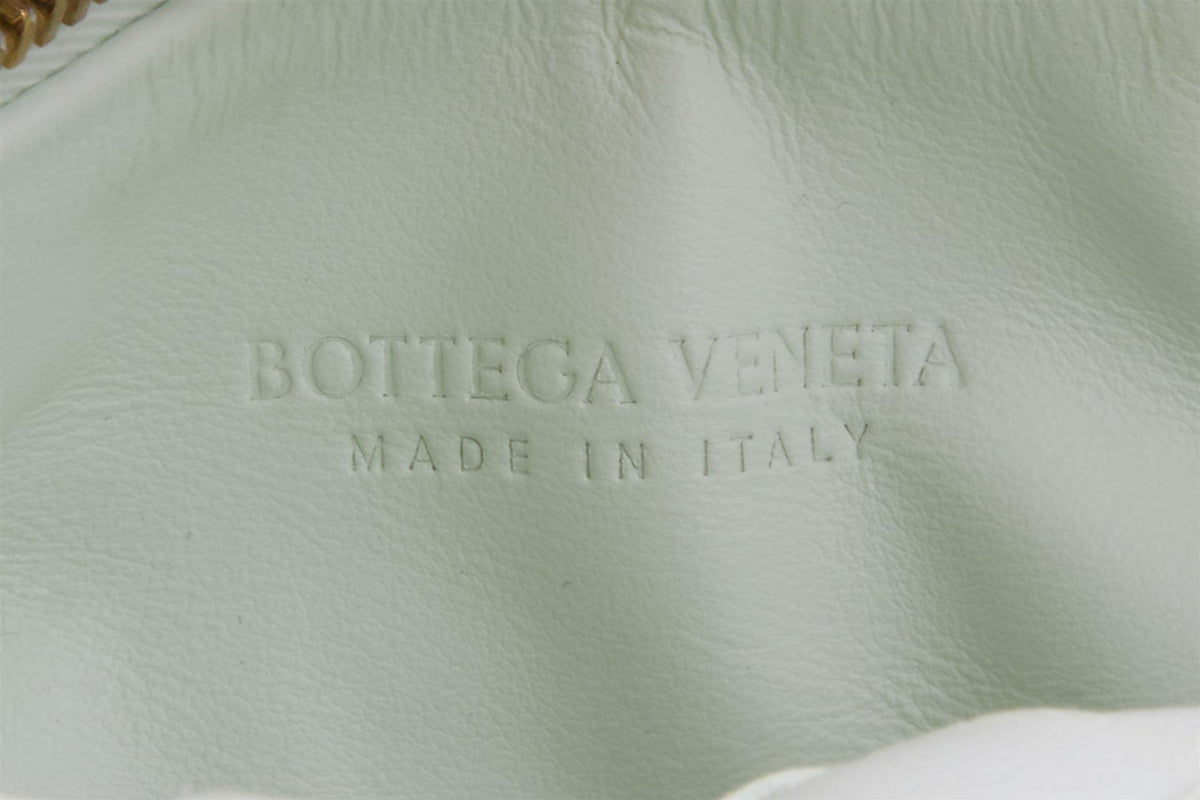 BOTTEGA VENETA GREEN JODIE MINI INTRECCIATO LEATHER TOTE BAG