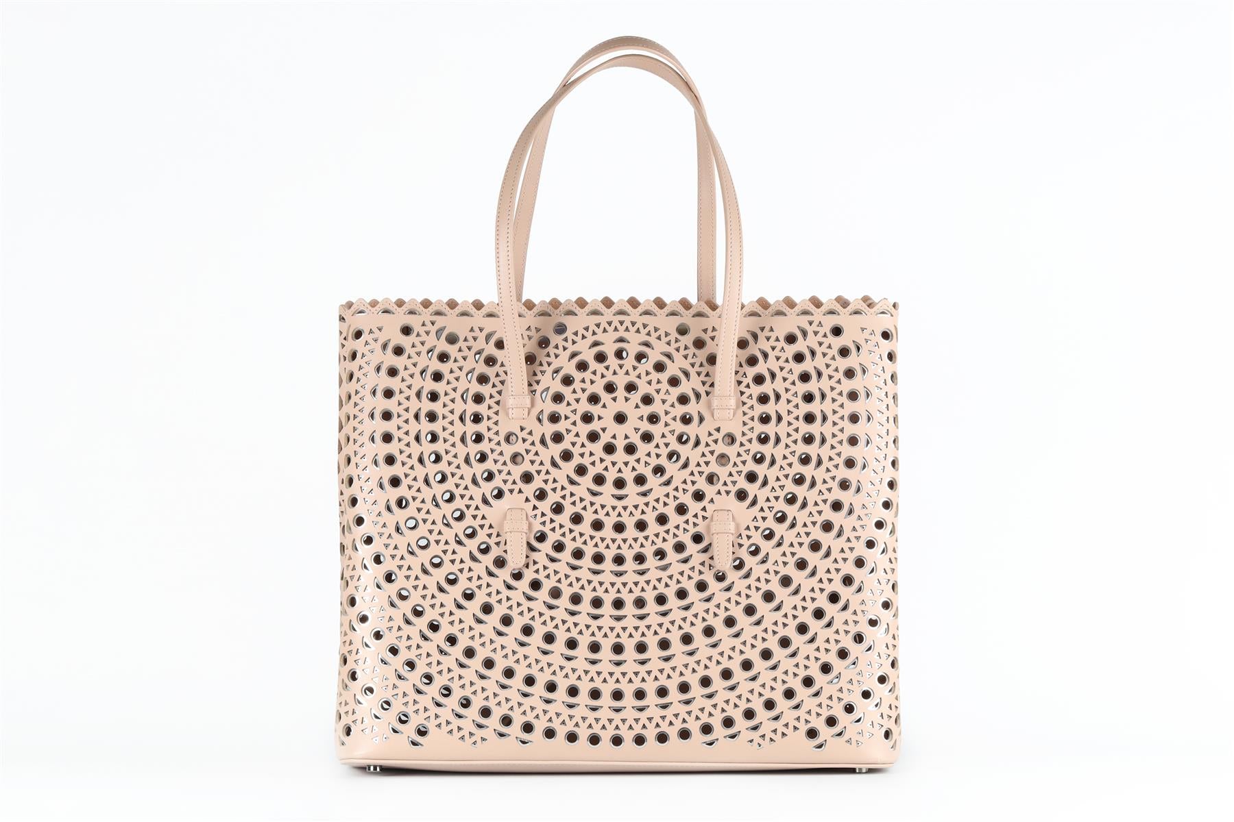 ALAÏA PINK MINA LEATHER TOTE BAG