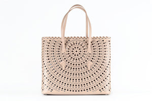 ALAÏA PINK MINA LEATHER TOTE BAG