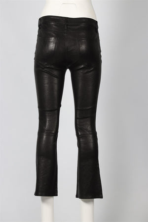 FRAME BLACK LEATHER STRAIGHT LEG PANTS W28 UK 10