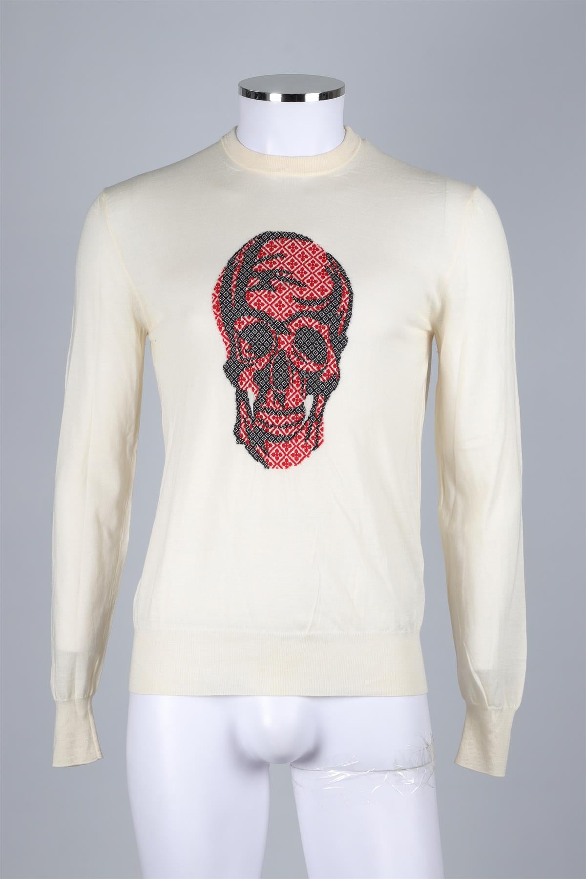 ALEXANDER MCQUEEN CREAM MEN'S WOOL SWEATER SMALL