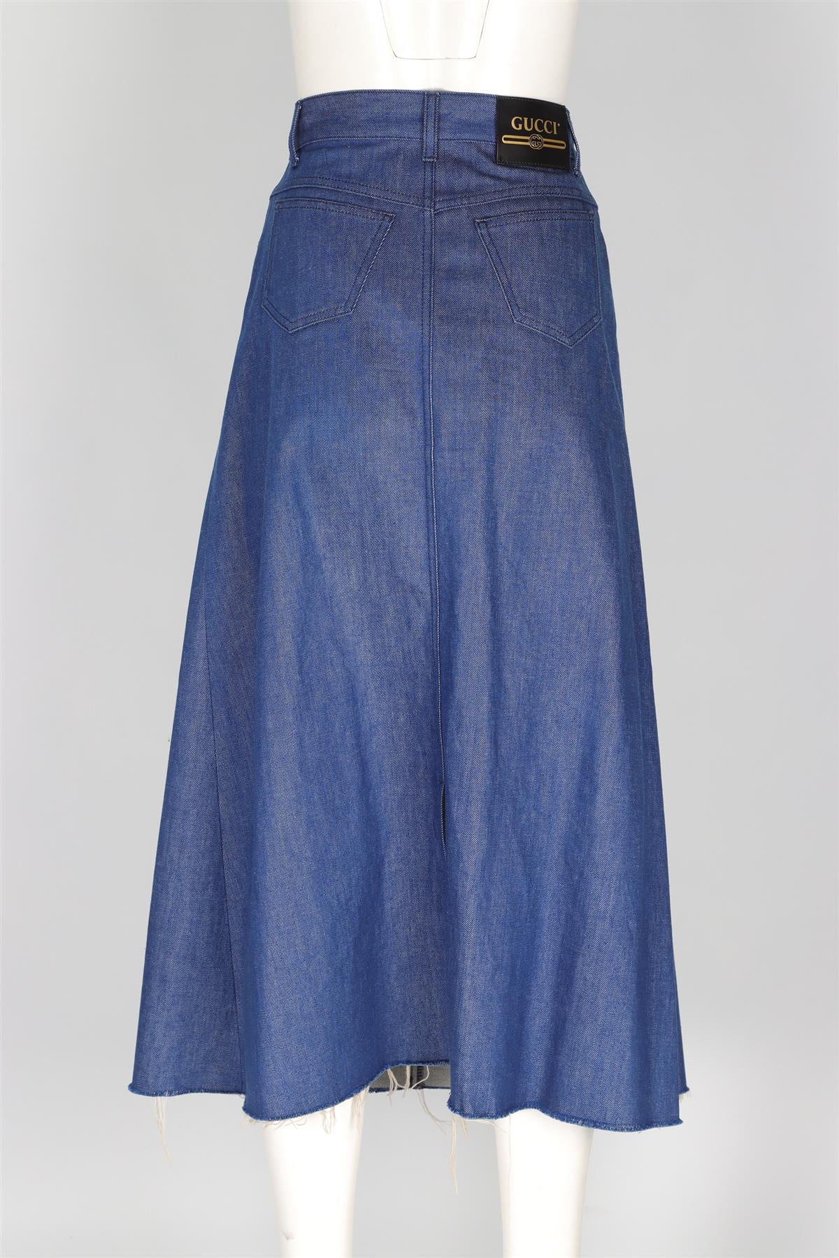 GUCCI BLUE DENIM MIDI SKIRT IT 42 UK 10