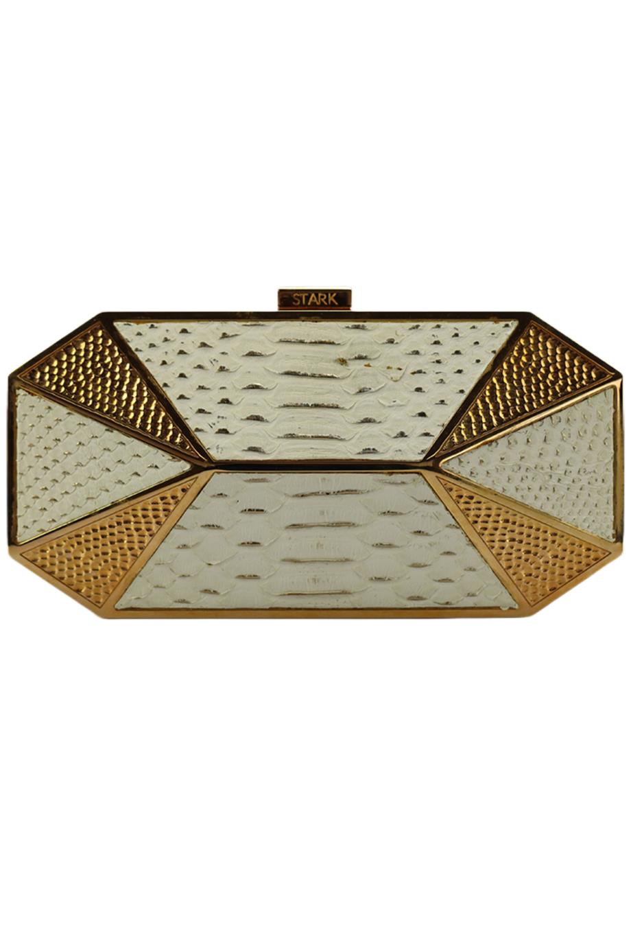 STARK PYTHON AND GOLD TONE CLUTCH