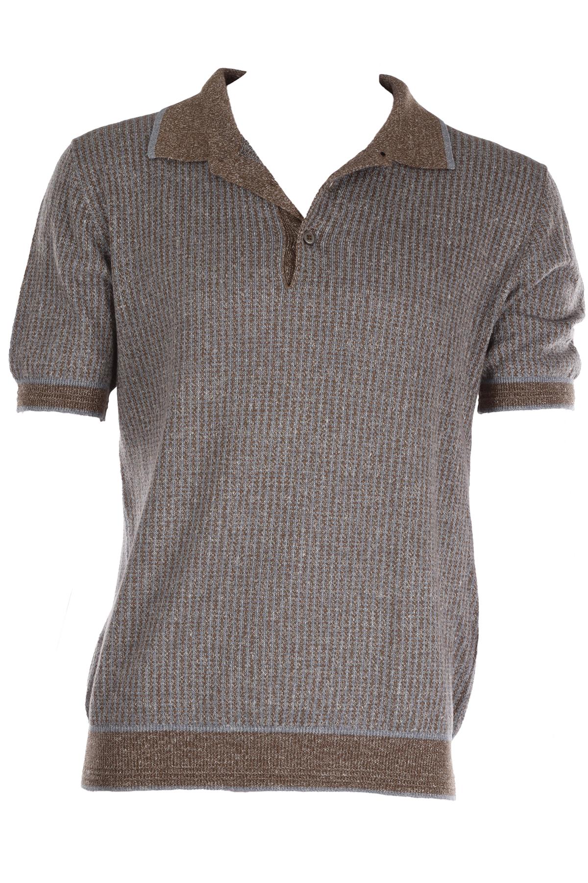 HERMÈS GREY MEN'S COTTON POLO SHIRT SMALL