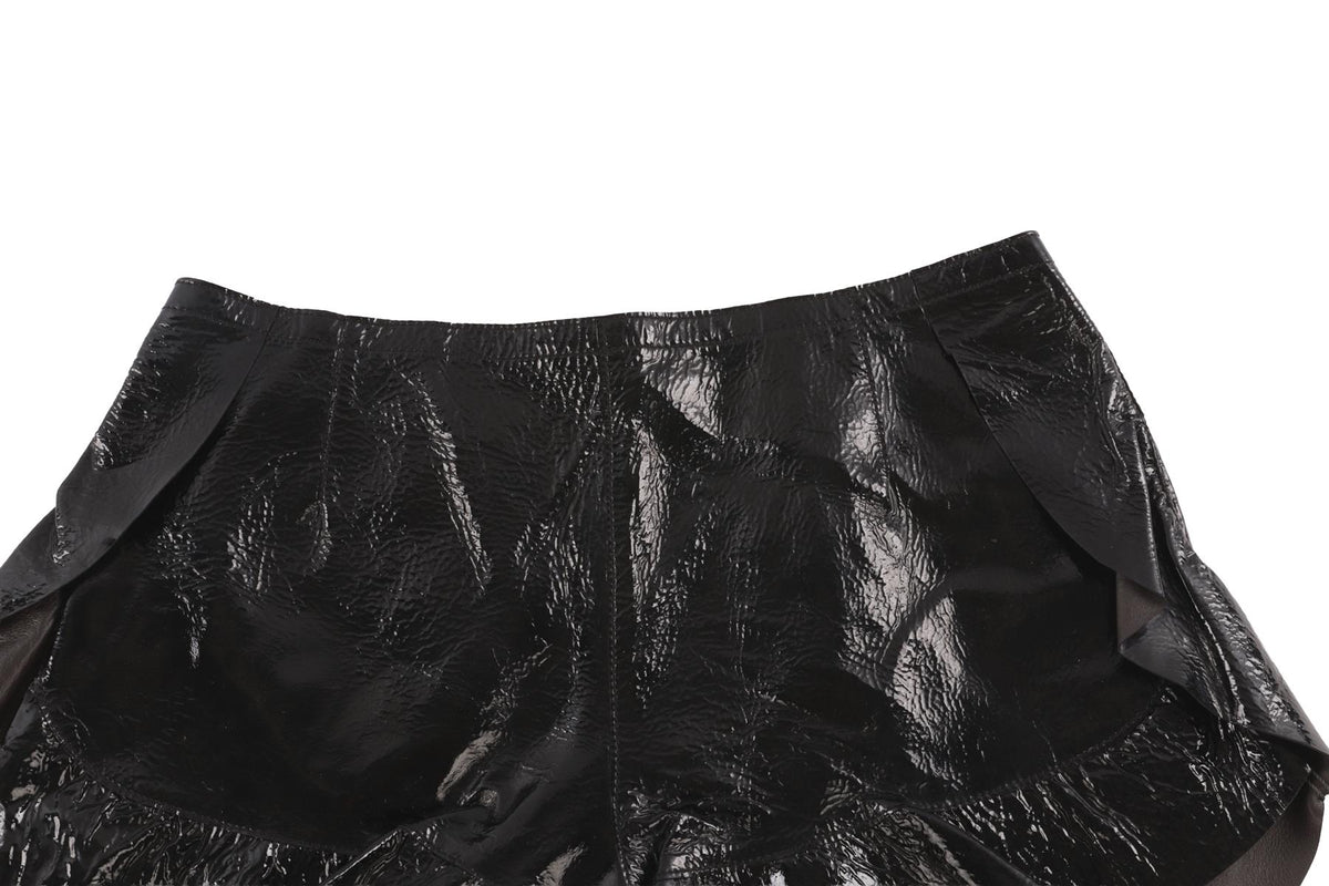 FENDI BLACK PATENT LEATHER SHORTS IT 38 UK 6