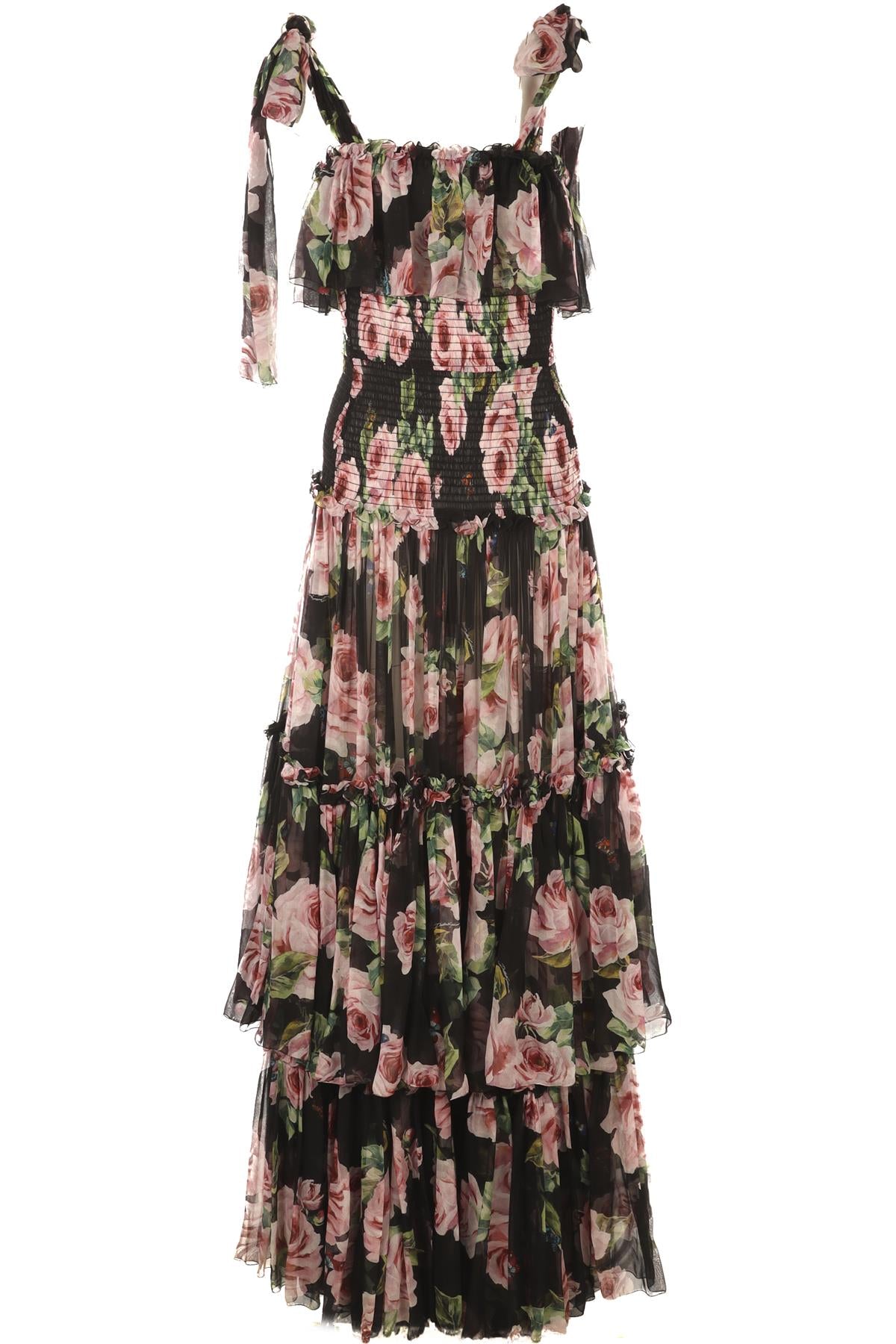 DOLCE & GABBANA MULTI SILK MAXI DRESS IT 40 UK 8