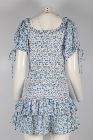 LOVESHACKFANCY BLUE COTTON MINI DRESS MEDIUM