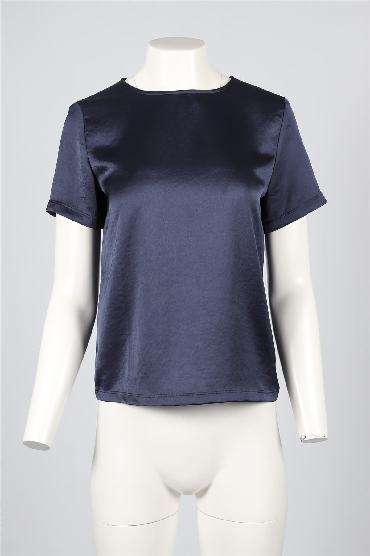 WEEKEND MAX MARA NAVY SATIN TOP SMALL