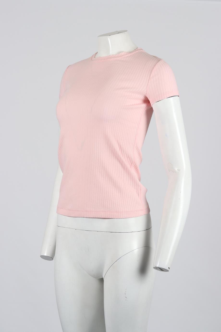 HELMUT LANG RIBBED COTTON T-SHIRT XSMALL