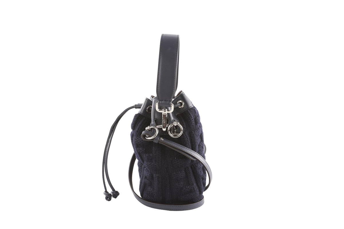 FENDI NAVY MON TRESOR MINI FABRIC BUCKET BAG