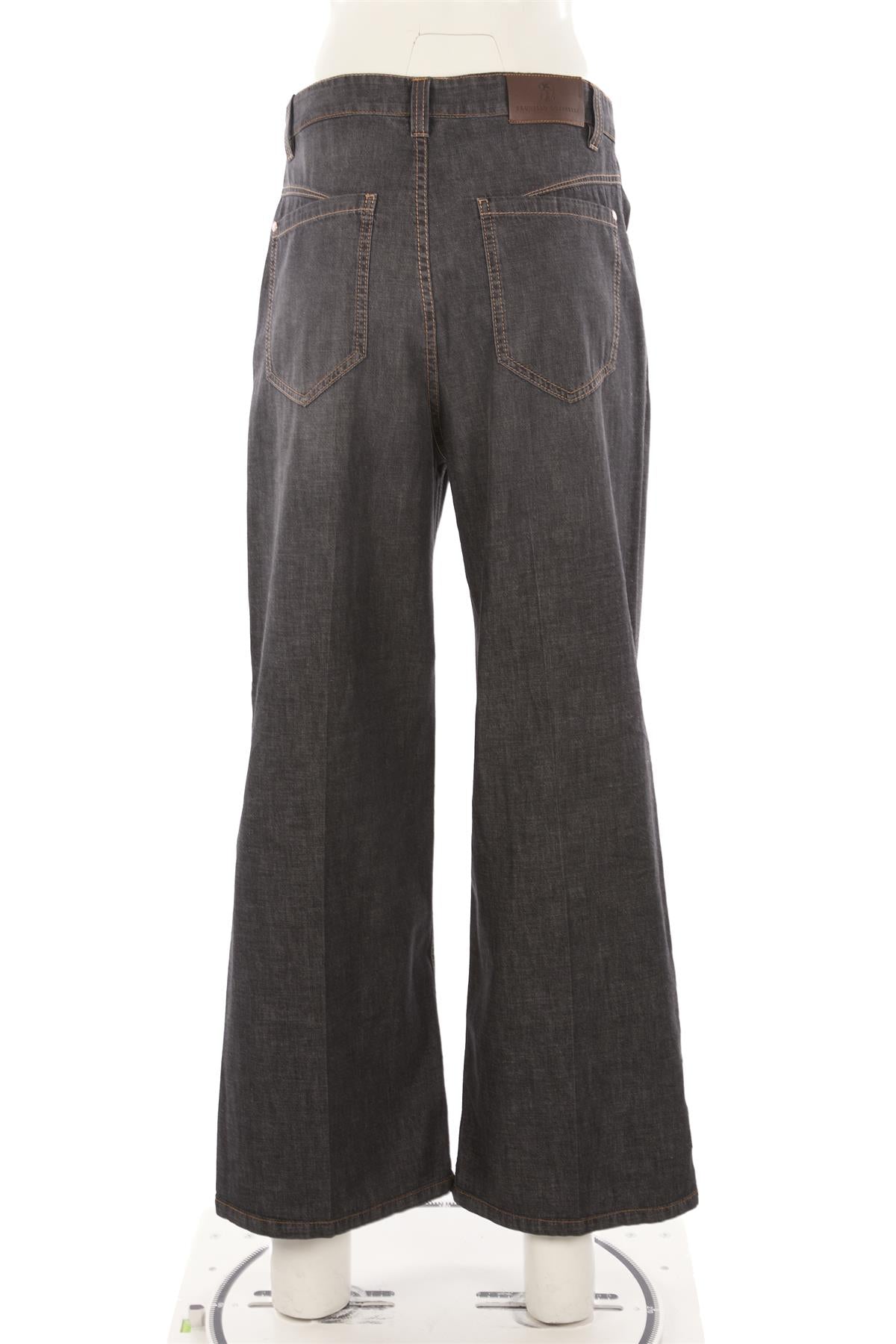 BRUNELLO CUCINELLI GREY HIGH RISE WIDE LEG JEANS IT 40 UK 8