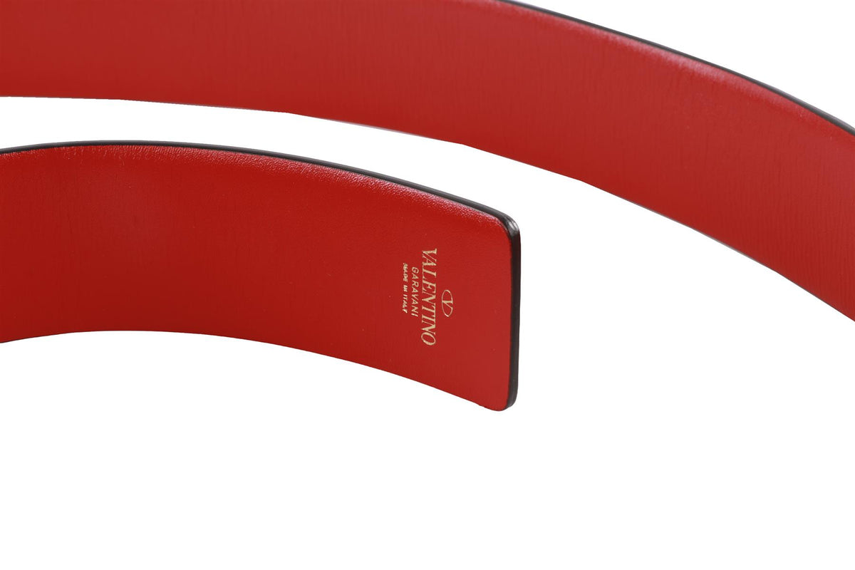 VALENTINO GARAVANI BLACK VLOGO LEATHER WAIST BELT