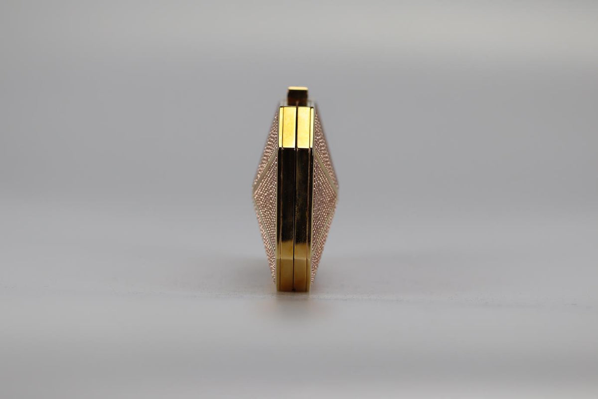 STARK CRYSTAL EMBELLISHED GOLD TONE CLUTCH