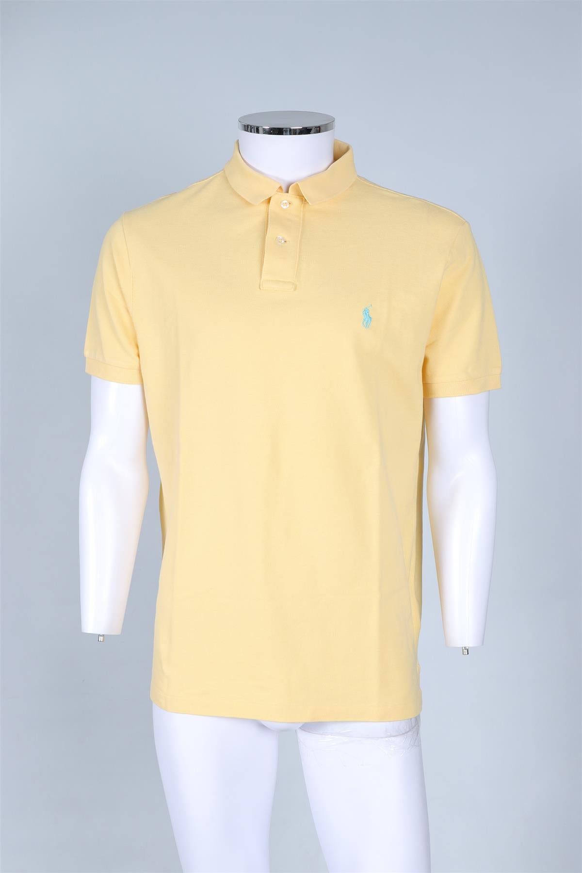 POLO RALPH LAUREN YELLOW MEN'S COTTON POLO SHIRT LARGE