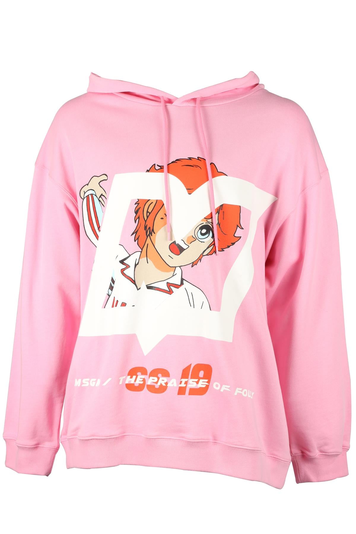 MSGM PINK MEN'S COTTON HOODIE LARGE