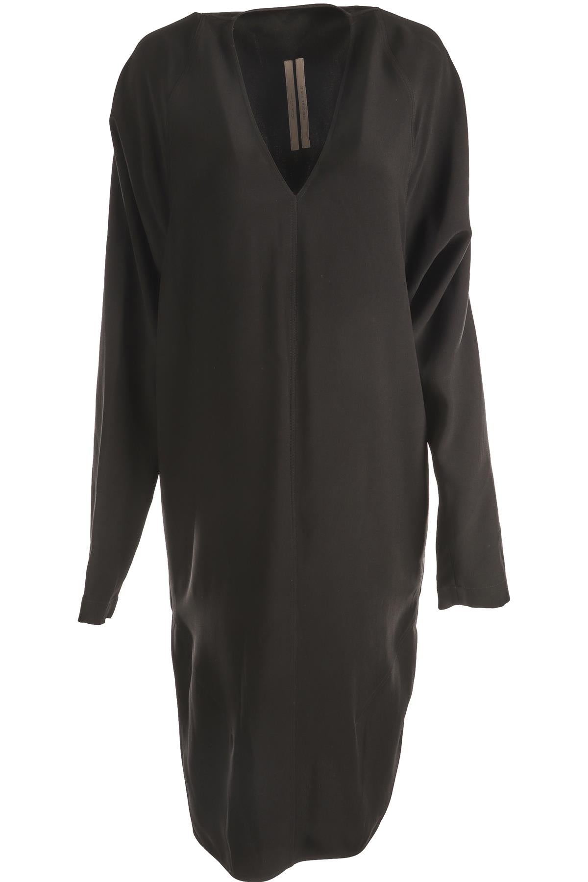 RICK OWENS BLACK CREPE MIDI DRESS IT 42 UK 10
