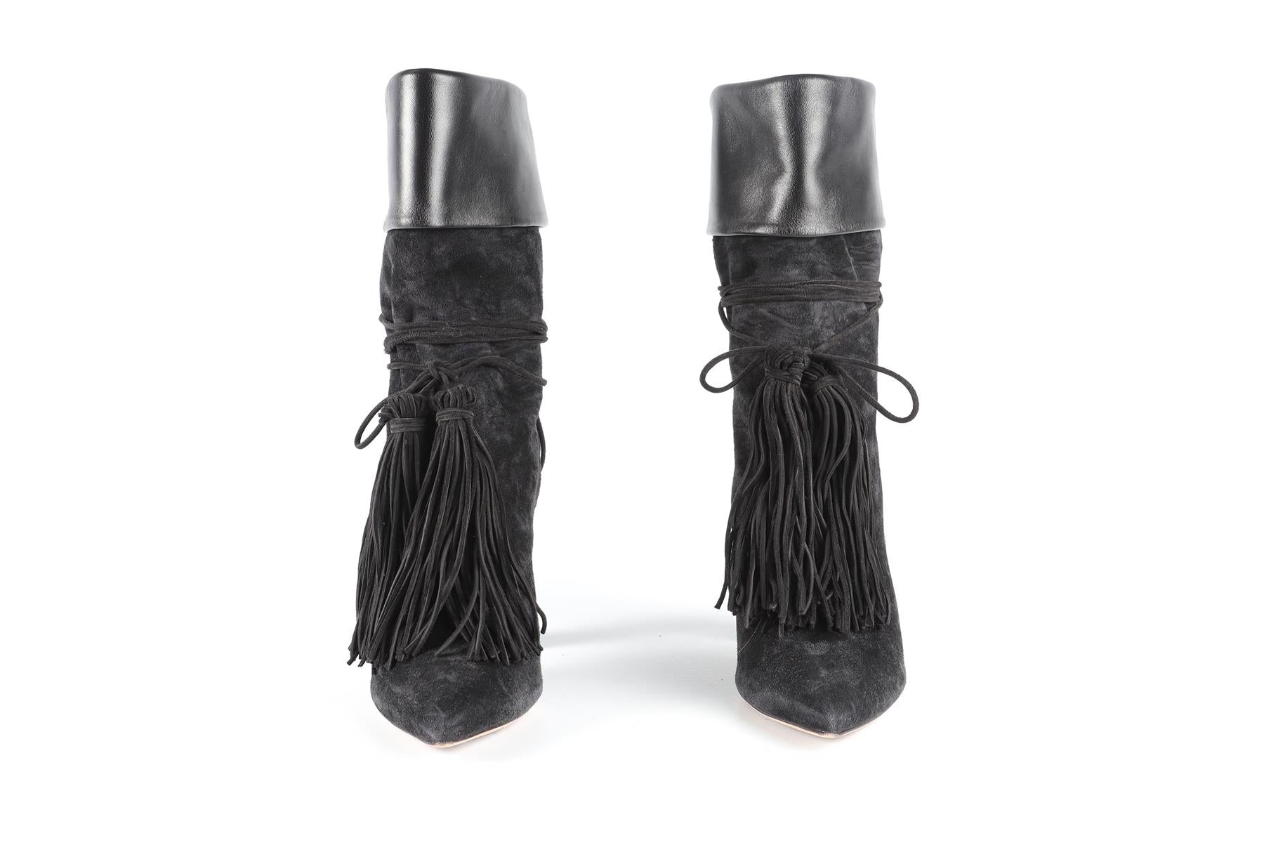 SAINT LAURENT BLACK SUEDE ANKLE BOOTS EU 39.5 UK 6.5 US 9.5