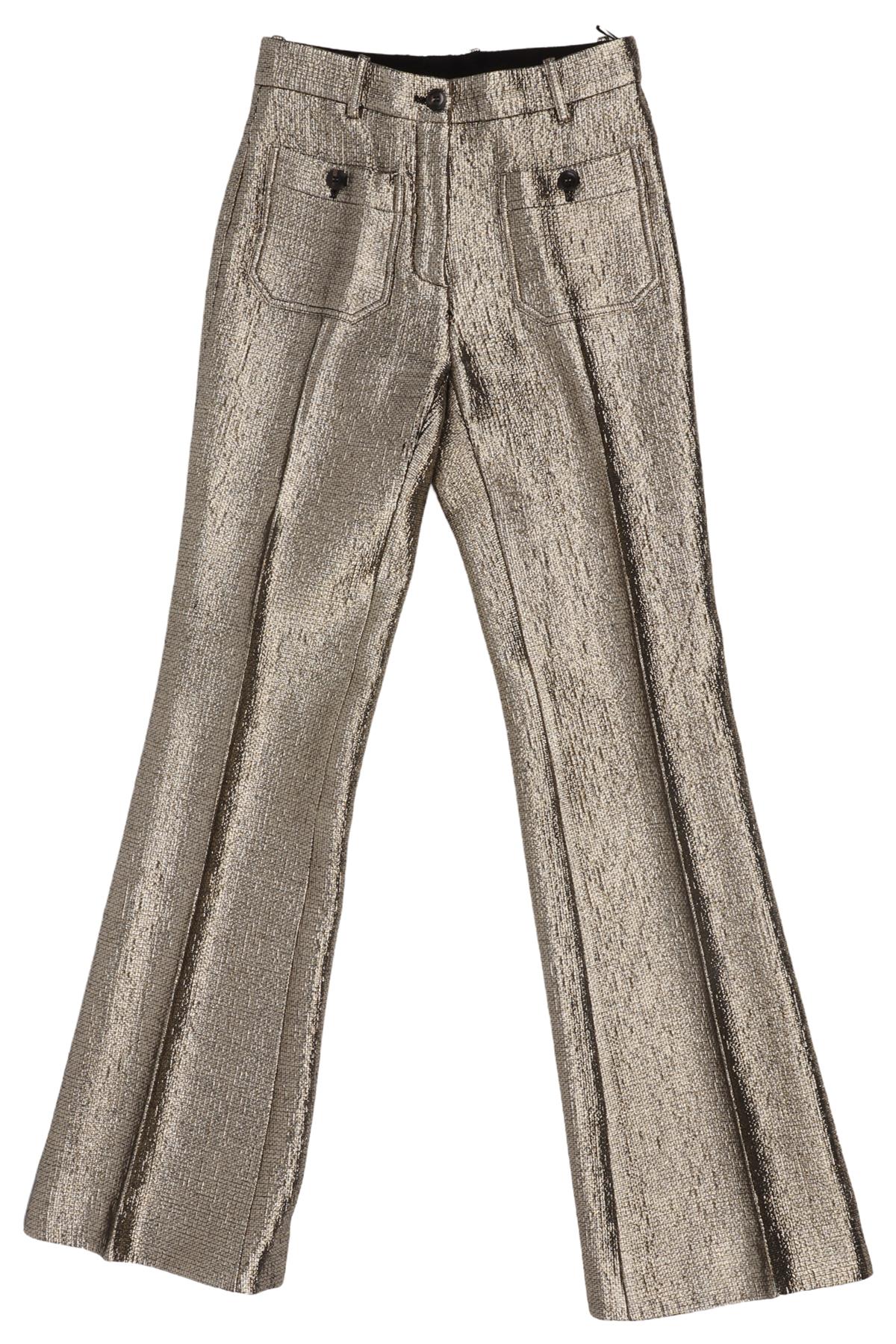 ROBERTO CAVALLI GOLD WOOL FLARED PANTS IT 38 UK 6