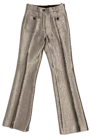 ROBERTO CAVALLI GOLD WOOL FLARED PANTS IT 38 UK 6