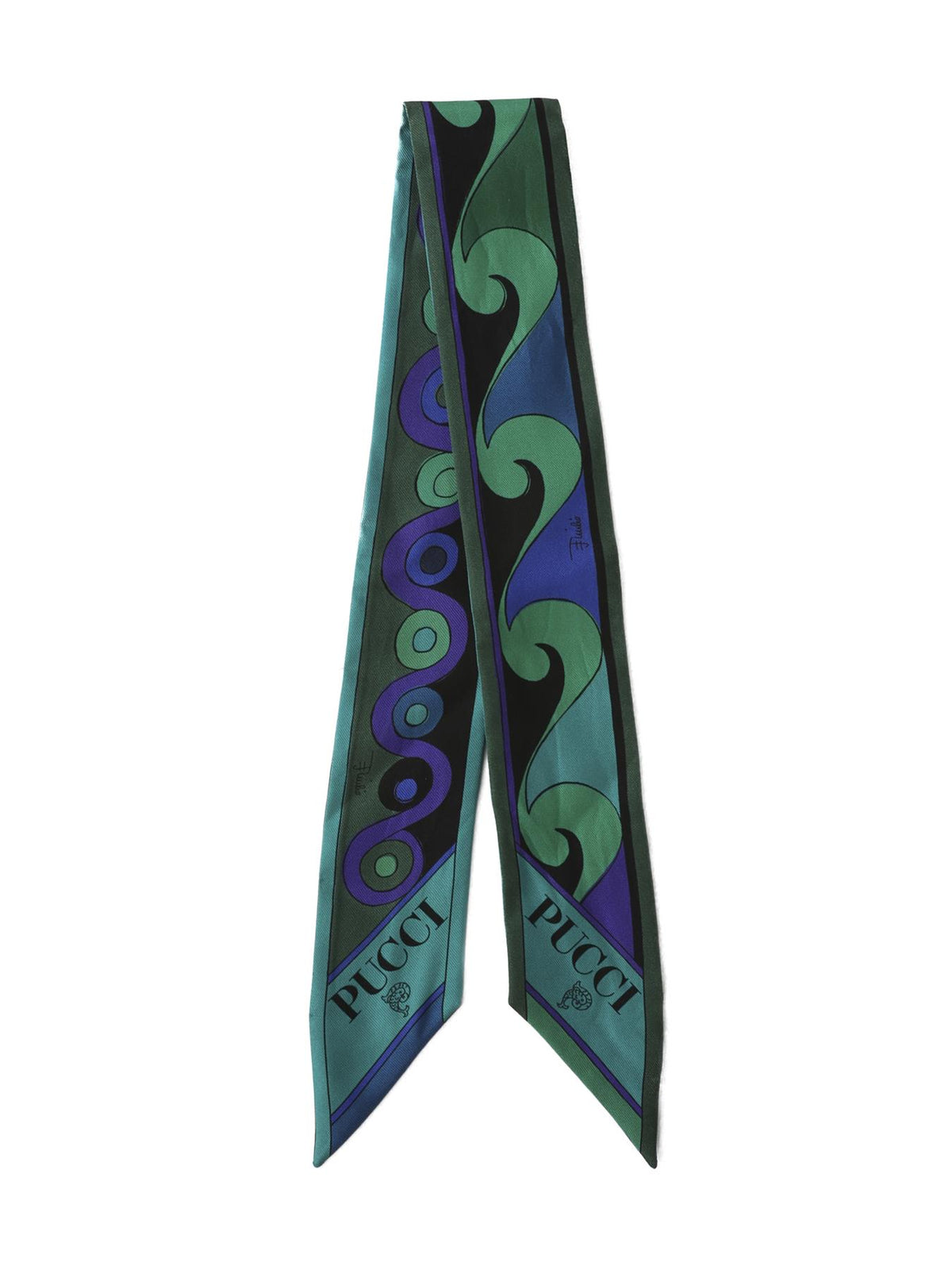 PUCCI GREEN SILK TWILLY SCARF