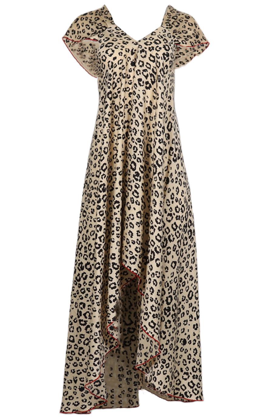 GEM LONDON LEOPARD PRINT CREPE MAXI DRESS SMALL
