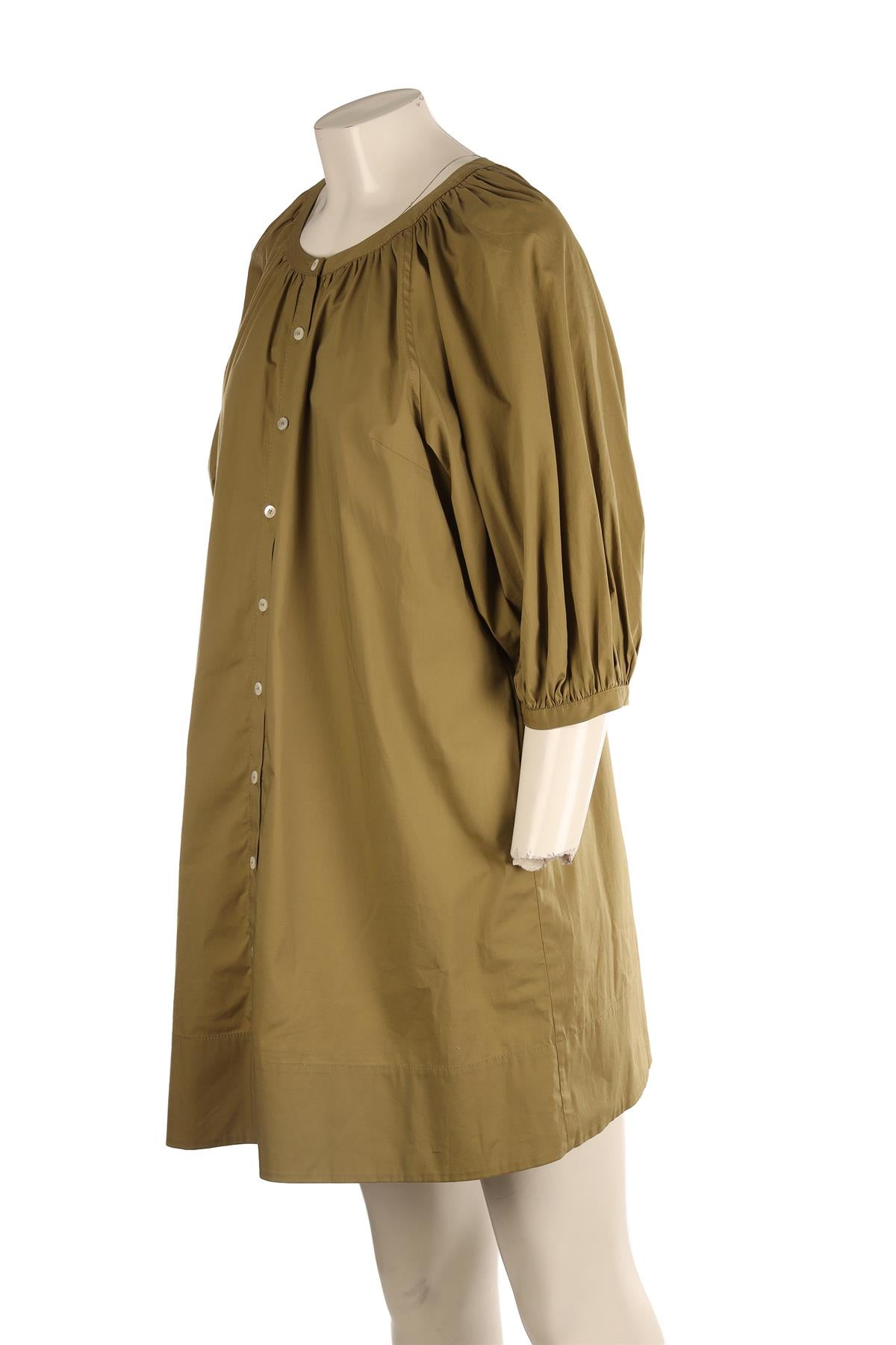 STAUD GREEN COTTON MINI DRESS XLARGE