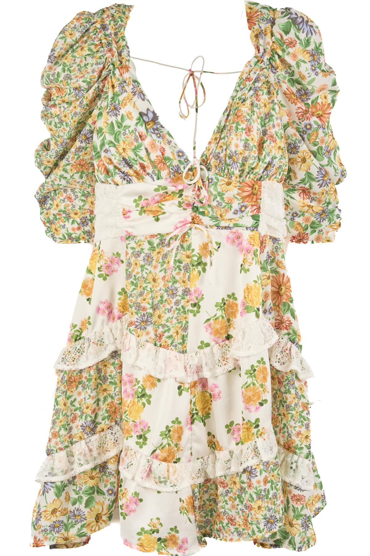 FOR LOVE & LEMONS MULTI SATIN MINI DRESS XLARGE