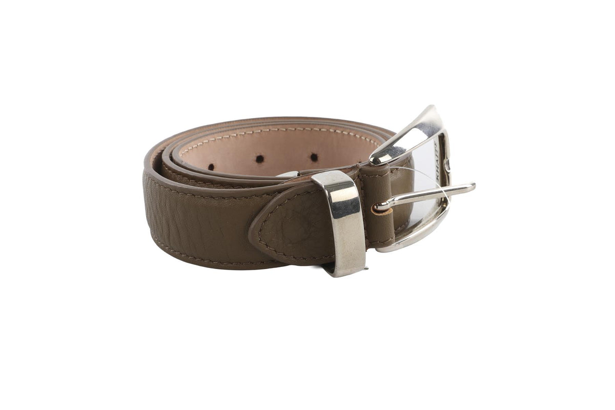 KHAITE TAUPE LEATHER WAIST BELT 75CM