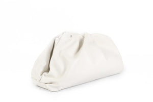 BOTTEGA VENETA WHITE POUCH LARGE LEATHER CLUTCH