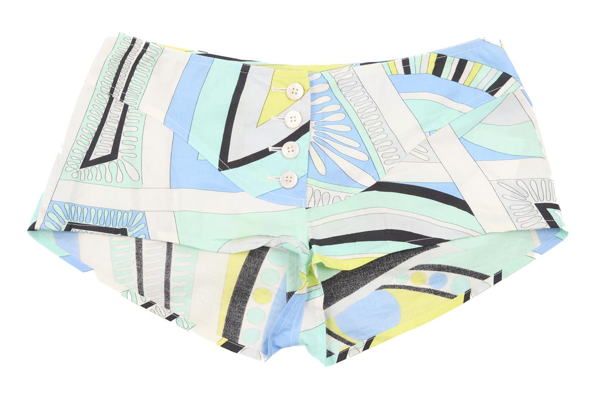 EMILIO PUCCI BLUE VINTAGE COTTON SHORTS IT 38 UK 6