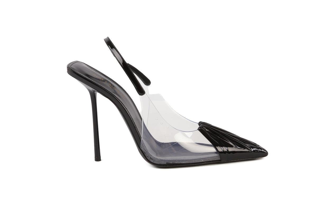 SAINT LAURENT BLACK FRIDA PVC SLINGBACK PUMPS EU 39.5 UK 6.5 US 9.5