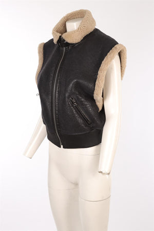ISABEL MARANT BLACK SHEARLING GILET FR 38 UK 10