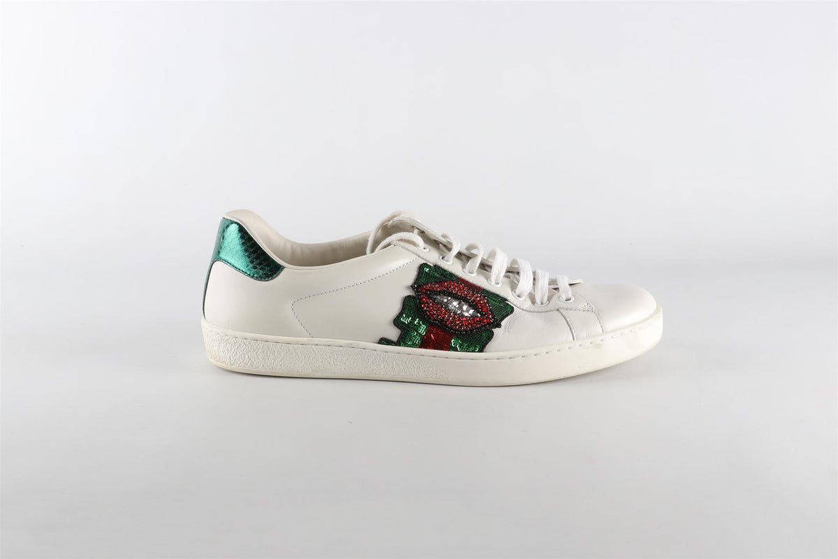 GUCCI WHITE MEN'S ACE LEATHER SNEAKERS UK 8.5