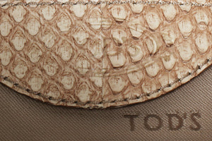 TOD'S BEIGE PYTHON AND LEATHER CLUTCH