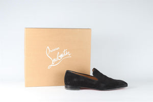 CHRISTIAN LOUBOUTIN BLACK MEN'S SUEDE LOAFERS EU 42.5 UK 8.5 US 9.5