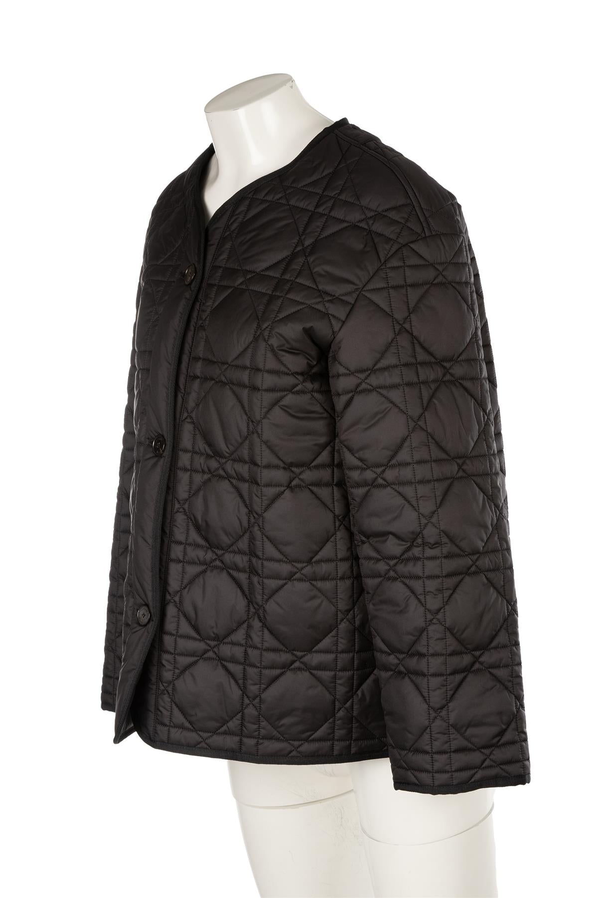 CHRISTIAN DIOR BLACK MACROCANNAGE NYLON JACKET FR 36 UK 8