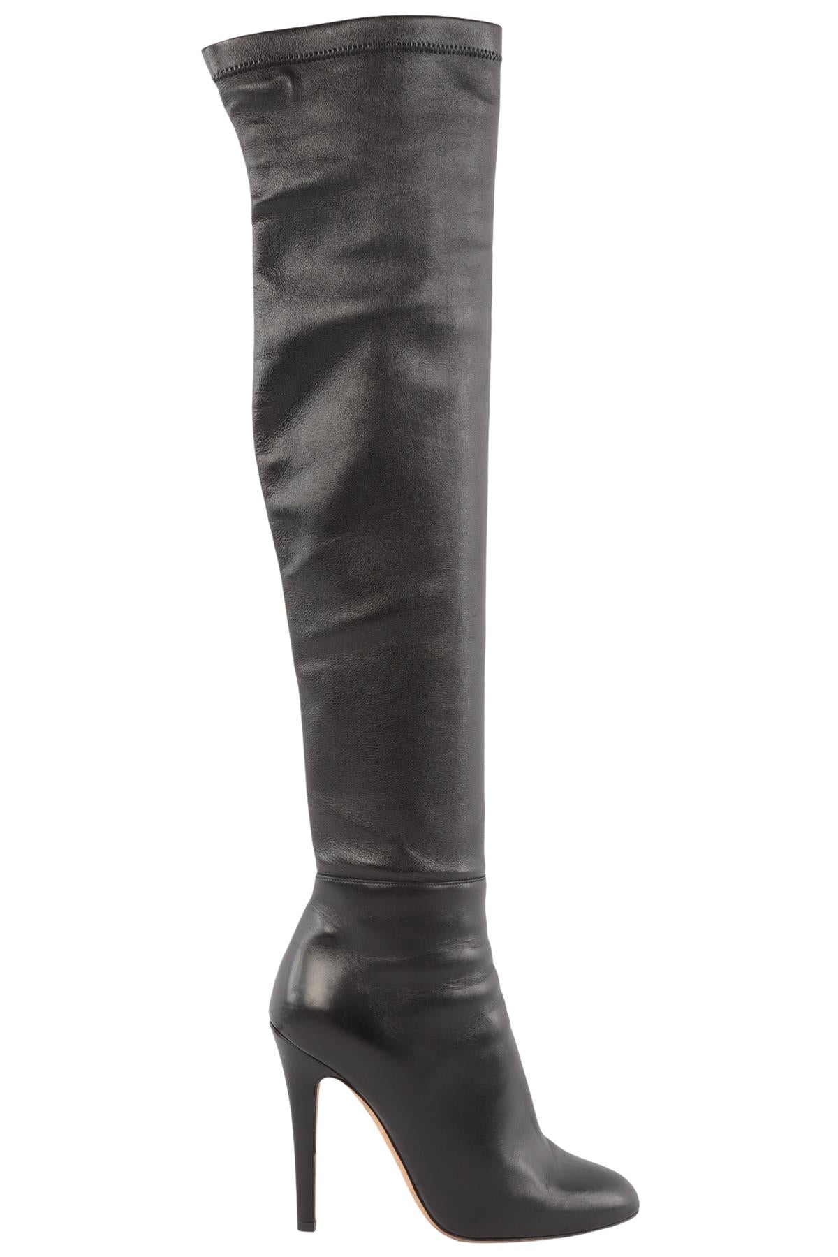 JIMMY CHOO BLACK LEATHER OVER THE KNEE HIGH BOOTS EU 38 UK 5 US 8