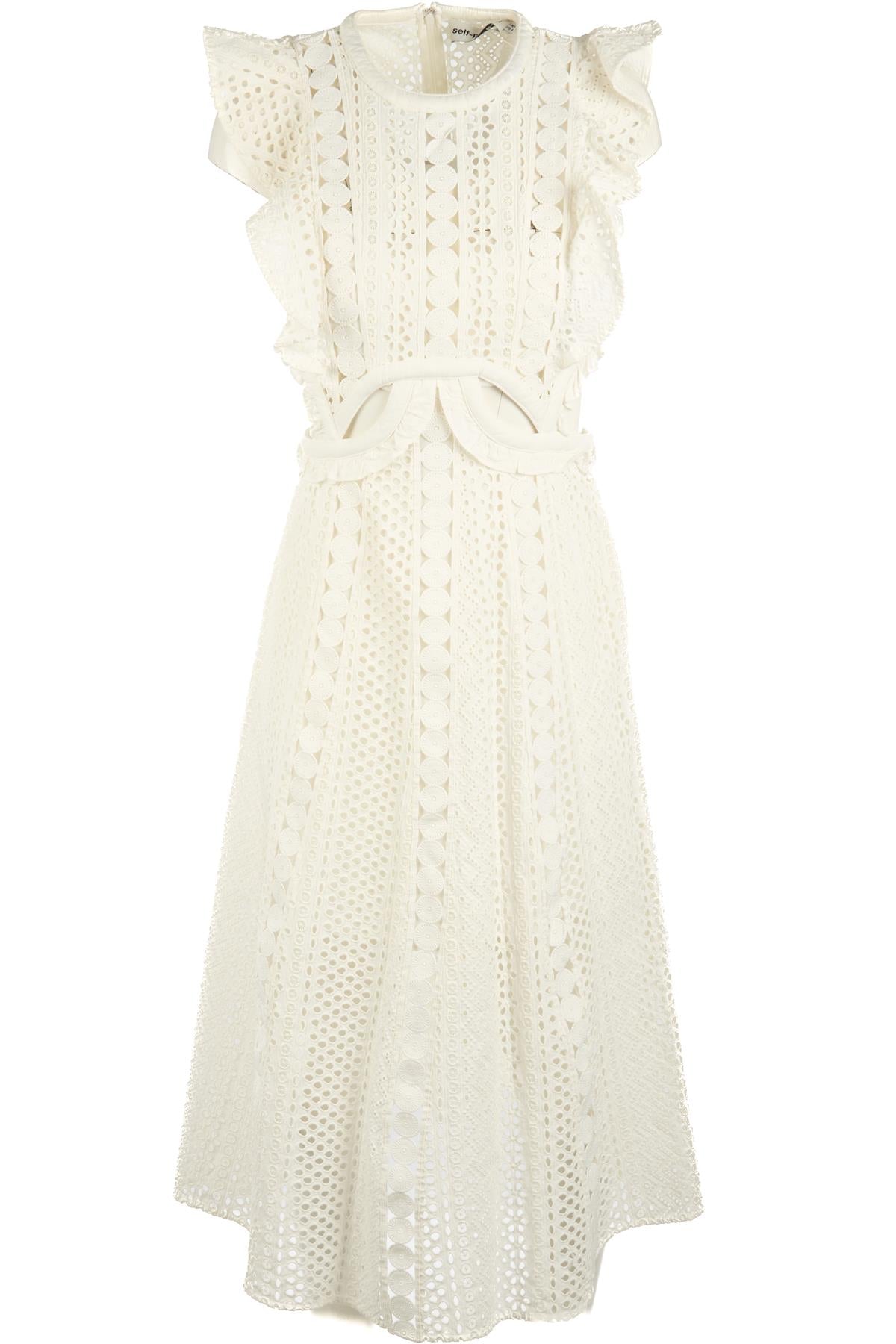 SELF-PORTRAIT WHITE CROCHET MAXI DRESS UK 10