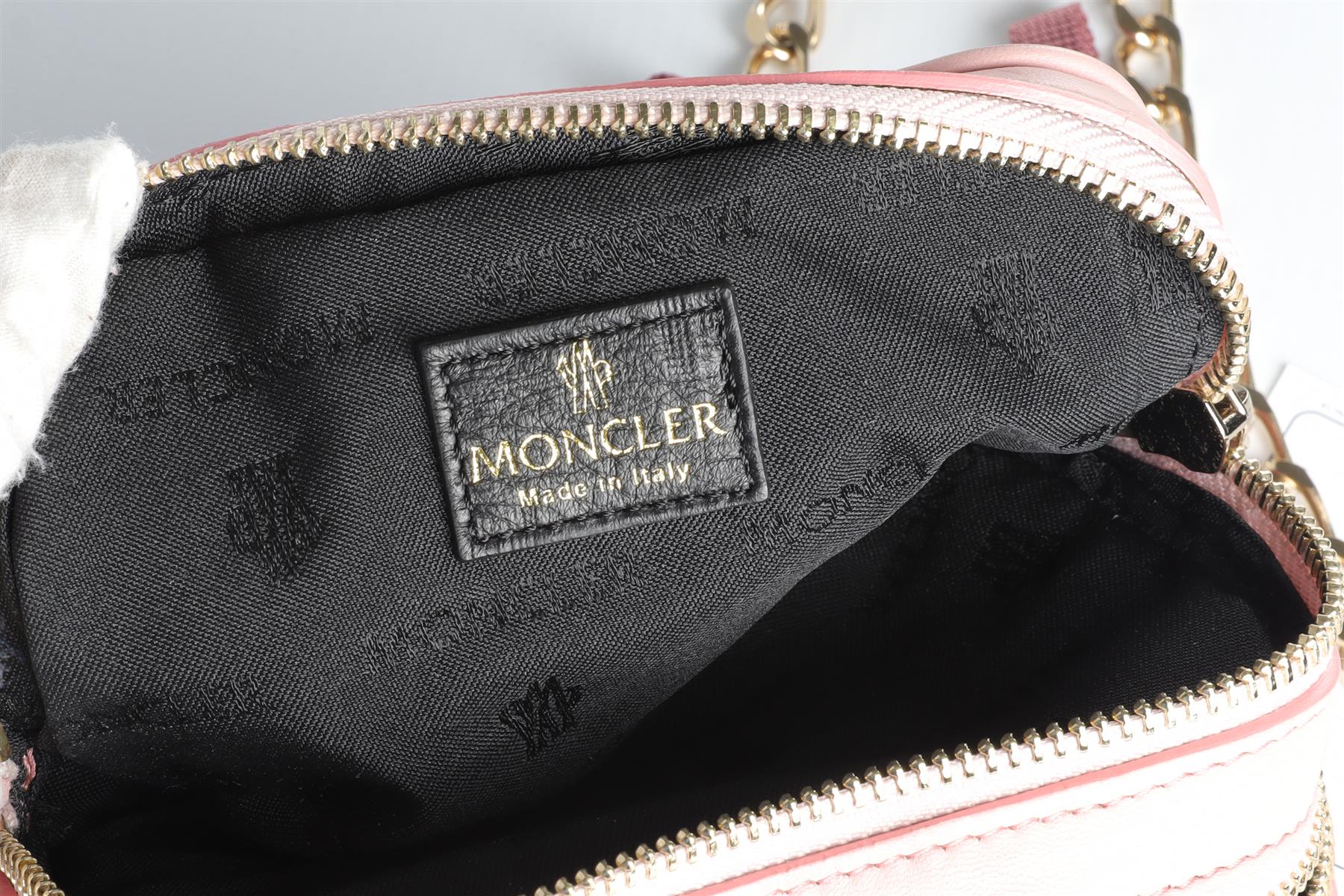 MONCLER PINK LOUISA QUILTED LEATHER SHOULDER BAG