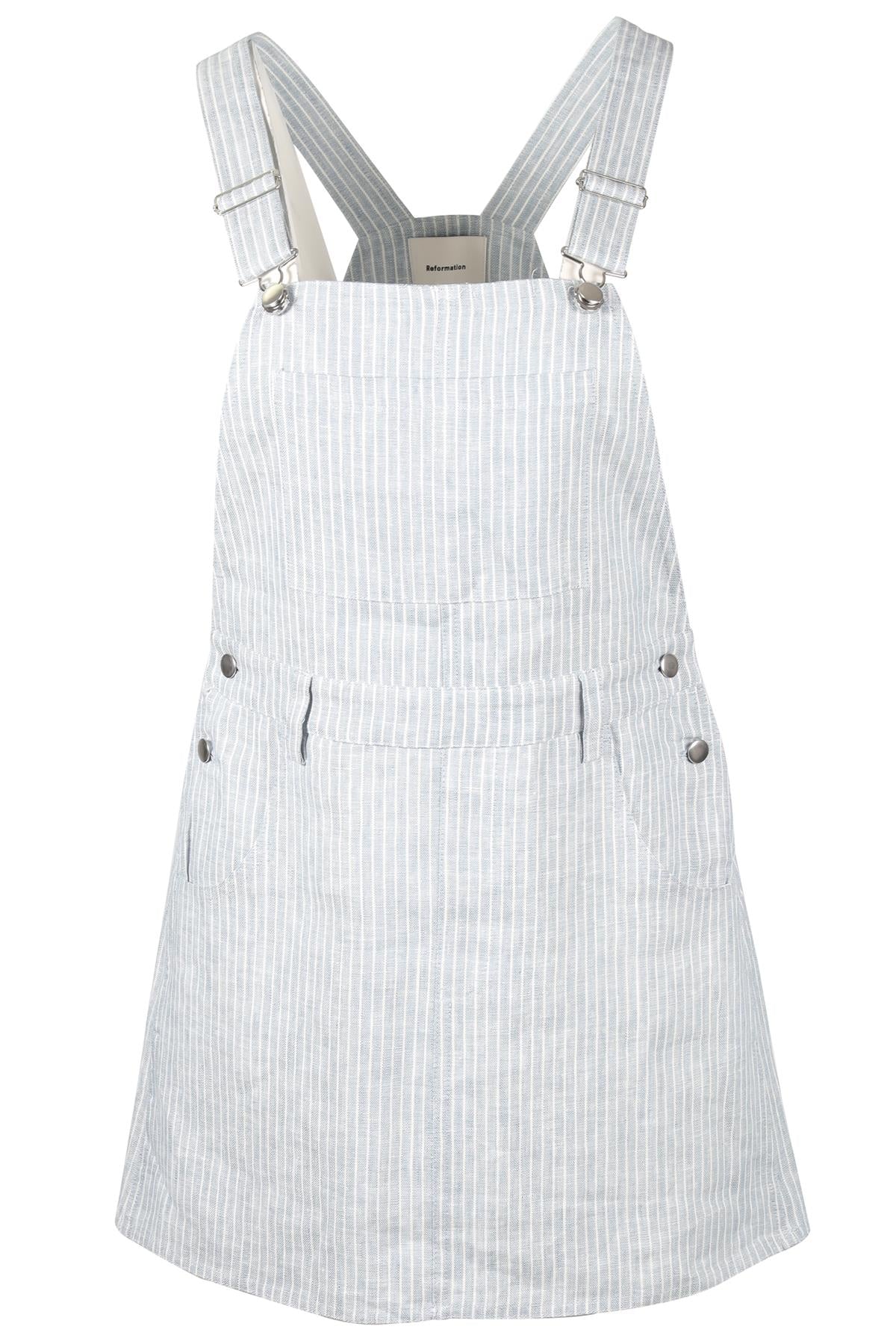 REFORMATION BLUE LINEN MINI DRESS US 2 UK 6