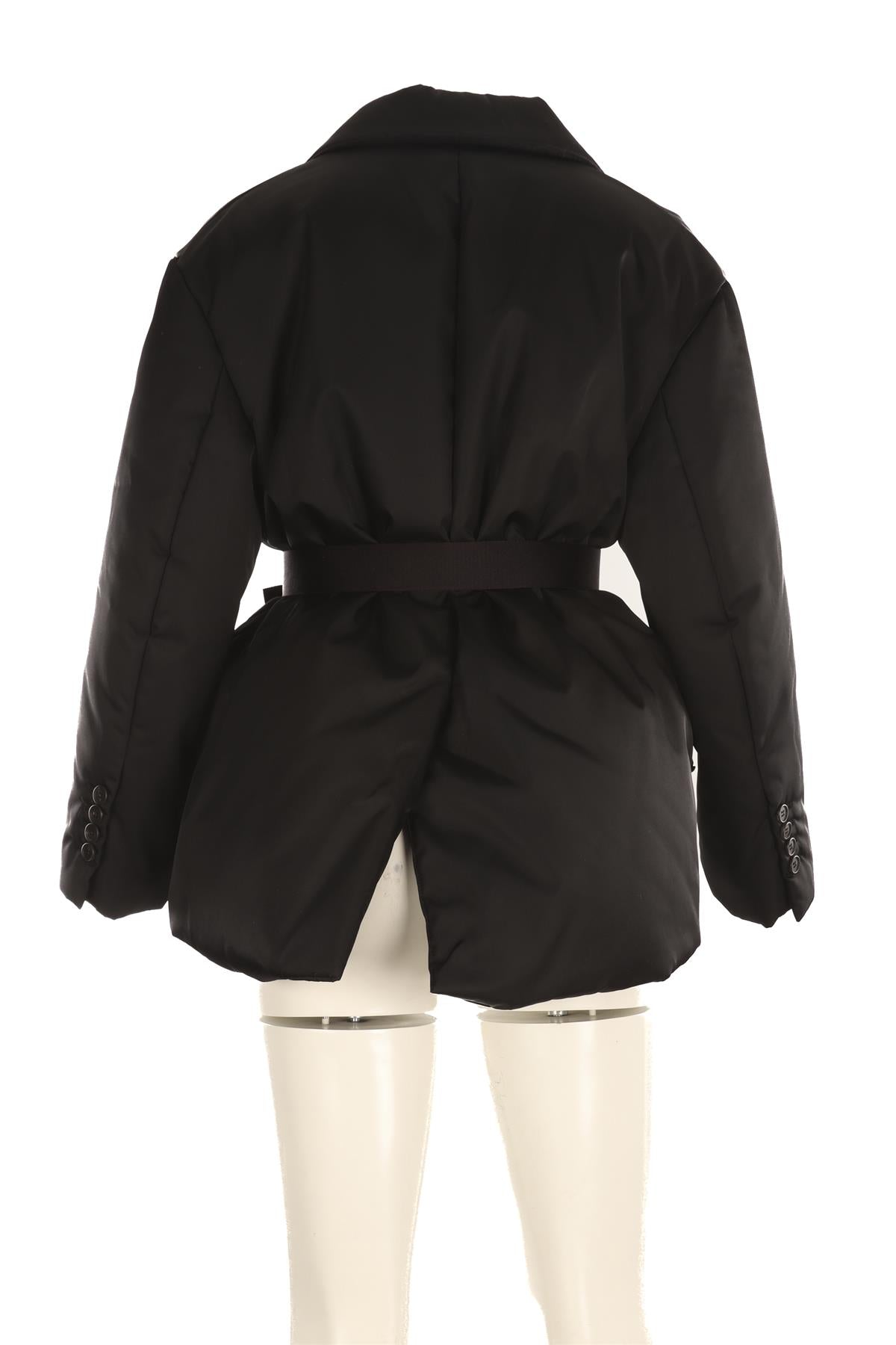 PRADA BLACK RE-NYLON PADDED DOWN JACKET IT 40