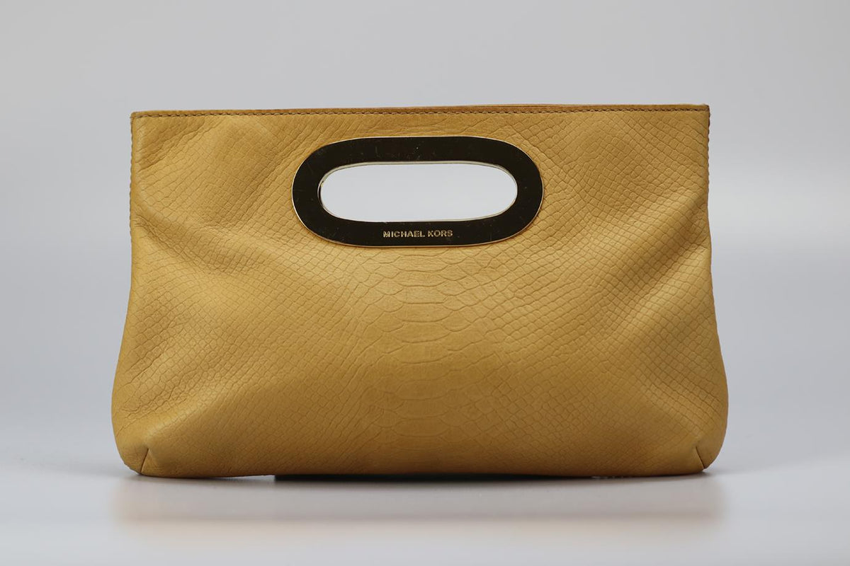 MICHAEL KORS CROC EMBOSSED LEATHER TOTE BAG